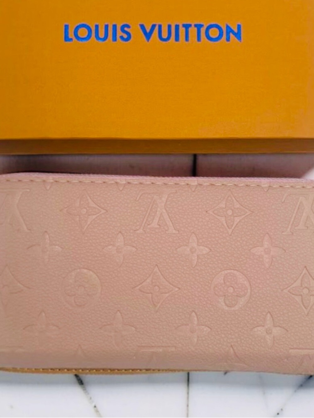 Designer LV DUPE Blush Embossed Monogram Zippy Wallet
